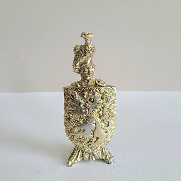 Scottish man with heraldic shield gold color metal bottle opener stand. - Picture 1 of 5